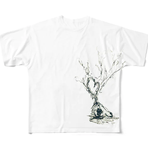 鹿の芽 All-Over Print T-Shirt