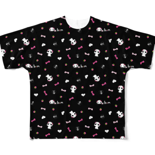 macham (BLACK) フルグラフィックTシャツ