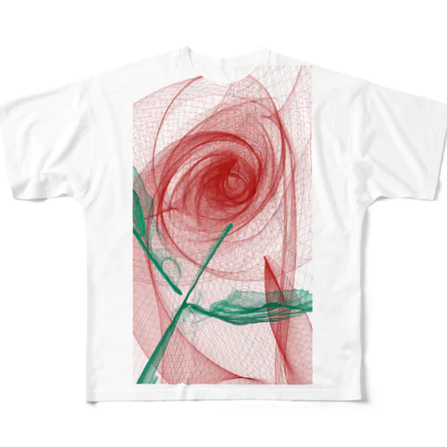 薔薇 フルグラフィックTシャツ