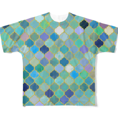 ブルーモロッコタイル1 All-Over Print T-Shirt