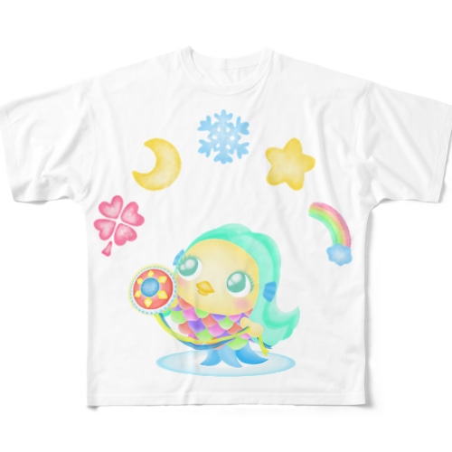 アマビエ×花月雪星宙 All-Over Print T-Shirt