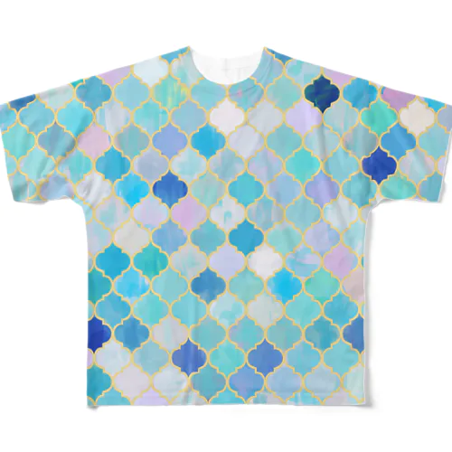 ブルーモロッコタイル2 All-Over Print T-Shirt