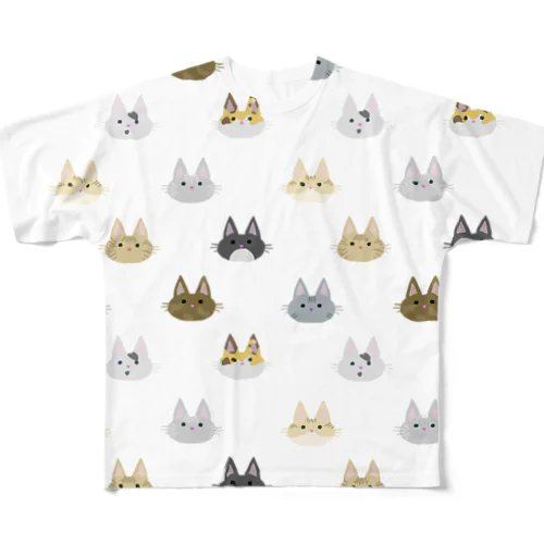 ねこちゃん色々 フルグラフィックTシャツ