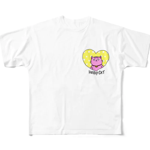 ピンクなシマネコさん フルグラフィックTシャツ