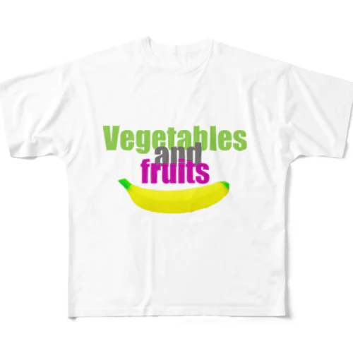 野菜と果物 フルグラフィックTシャツ
