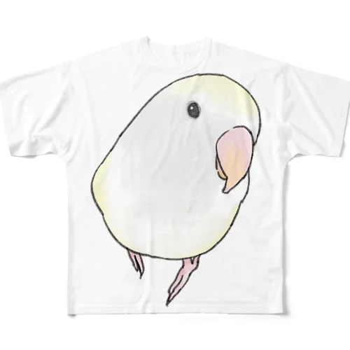 コザクラインコ　バイオレットパイドちゃん【まめるりはことり】 フルグラフィックTシャツ