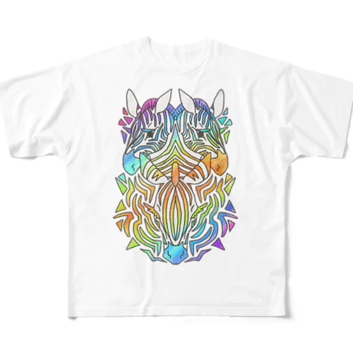 レインボーしまうま🦓🌈 フルグラフィックTシャツ