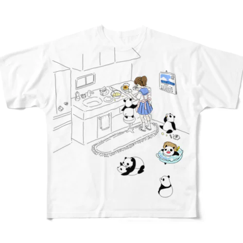 6つ子パンダとJC フルグラフィックTシャツ