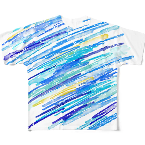 海が見たいので代わりに絵に描きました フルグラフィックTシャツ