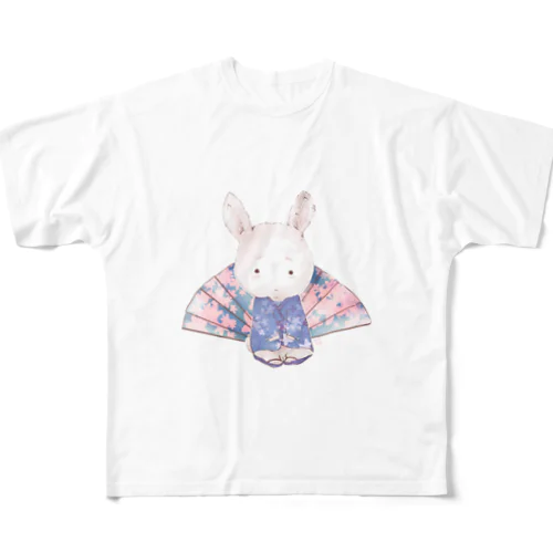 かわいいウサギ フルグラフィックTシャツ