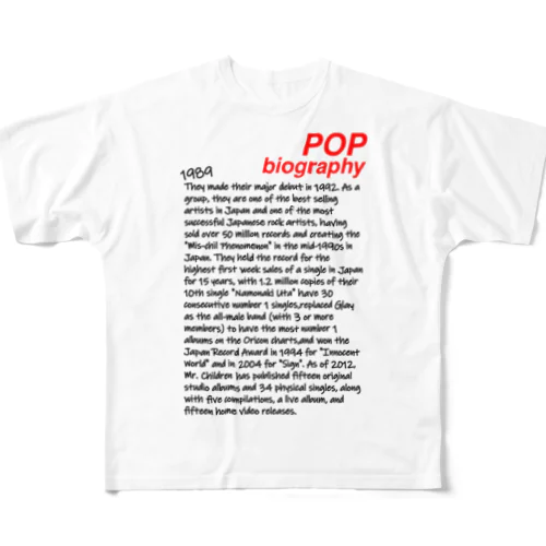 BIOGRAPHY フルグラフィックTシャツ
