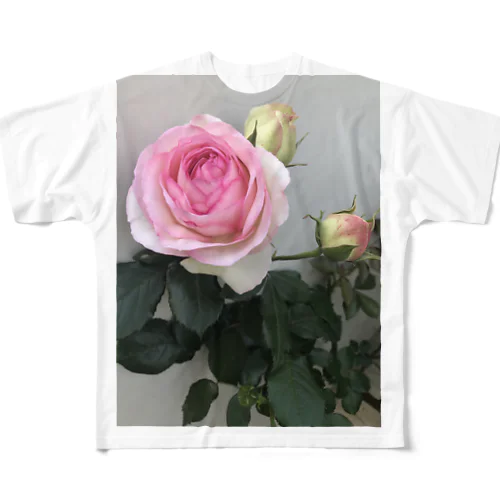 薔薇 フルグラフィックTシャツ