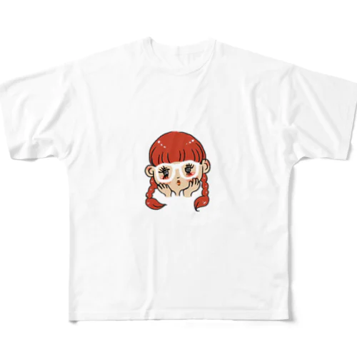 メガネな女の子。 フルグラフィックTシャツ