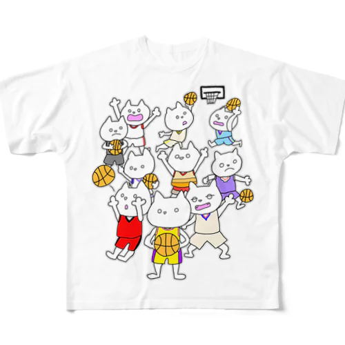 にゃんこバスケットボール All-Over Print T-Shirt