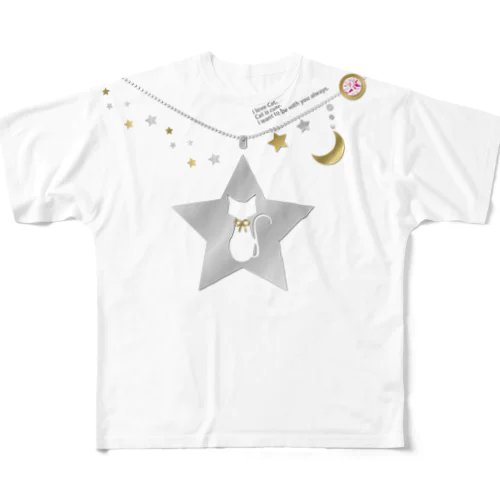 にゃんこの星空ネックレス All-Over Print T-Shirt