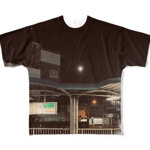 蛍池バスターミナルの満月 All-Over Print T-Shirt