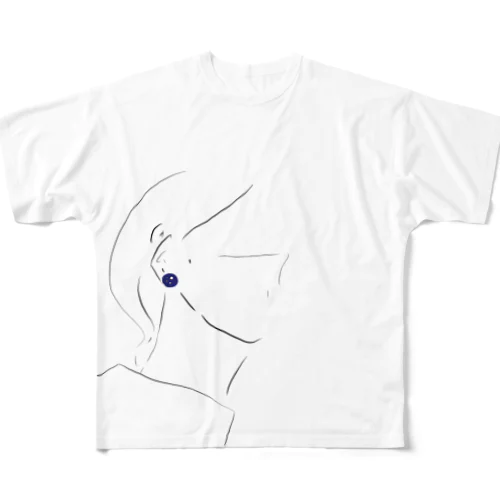 図書館にいる人 All-Over Print T-Shirt