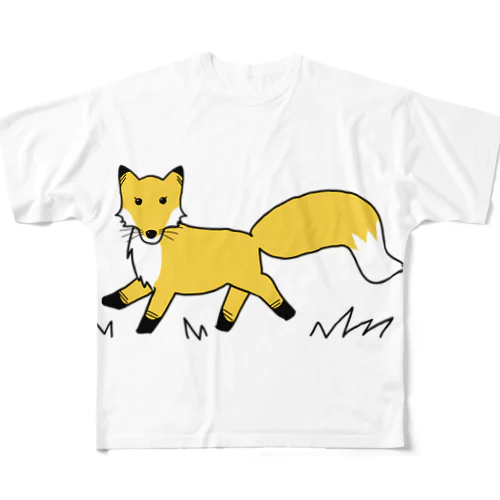 キタキツネ フルグラフィックTシャツ