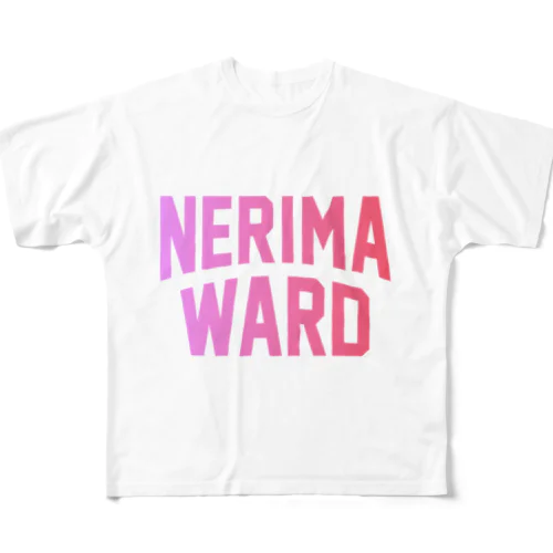 練馬区 NERIMA WARD ロゴピンク　 All-Over Print T-Shirt