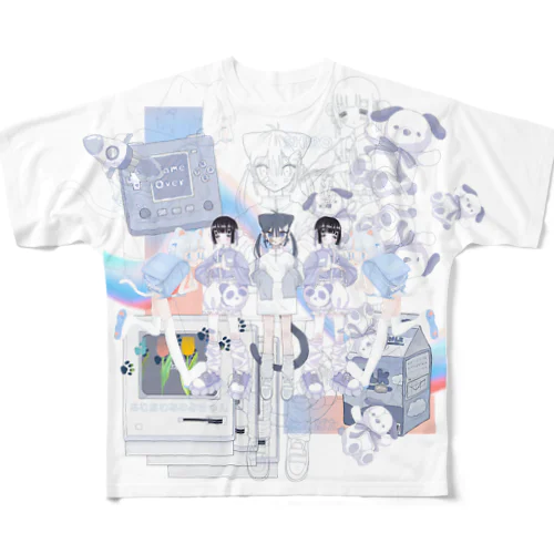 あみみちゃん・しろ・ねこぽた。 All-Over Print T-Shirt