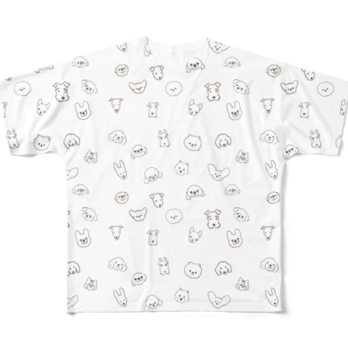 ワンコがいっぱいシンプル（小型犬） All-Over Print T-Shirt