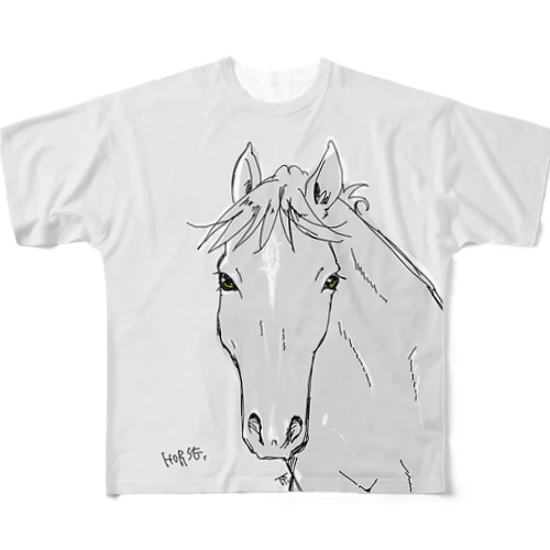 えんぴつうまフルグラフィックグレー All-Over Print T-Shirt