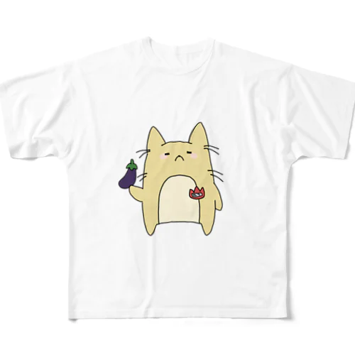 ルフキツネ-ナスビ フルグラフィックTシャツ