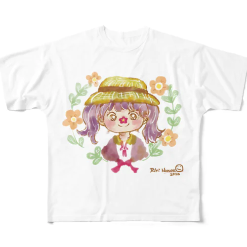 麦わら帽子の女の子シリーズ。 All-Over Print T-Shirt