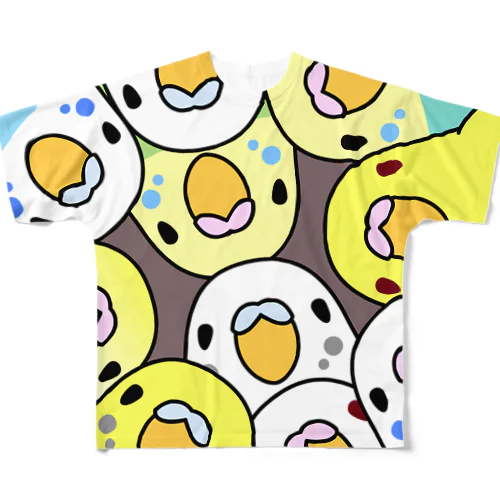 みっちりむっちり過密セキセイインコさん【まめるりはことり】 All-Over Print T-Shirt