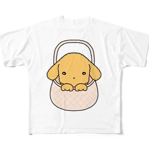 カゴ入り犬 フルグラフィックTシャツ