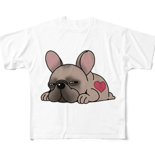ふて寝のフレブル All-Over Print T-Shirt