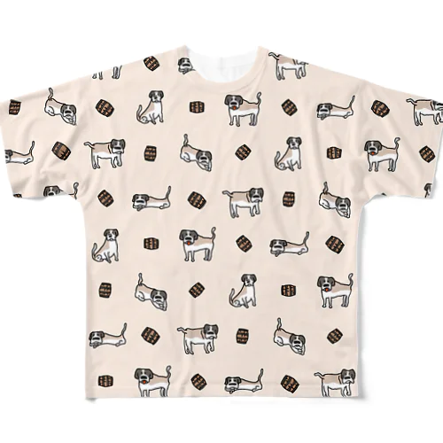 セントバーナードと樽 All-Over Print T-Shirt