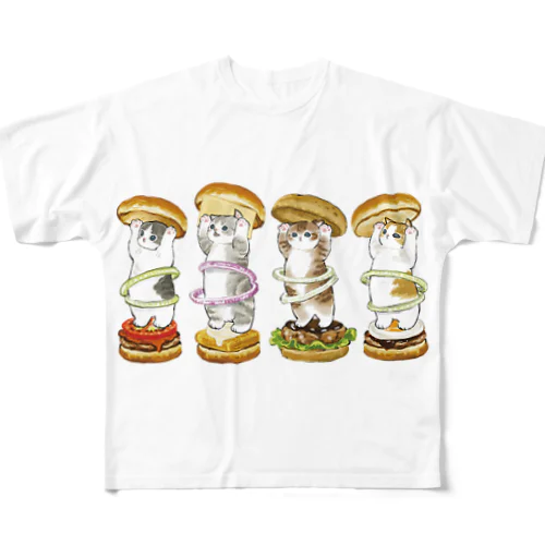 にゃんこバーガー 풀그래픽 티셔츠