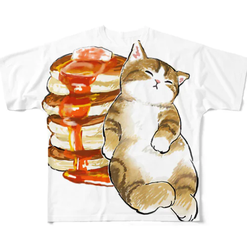 パンケーキにゃん　４段重ね All-Over Print T-Shirt