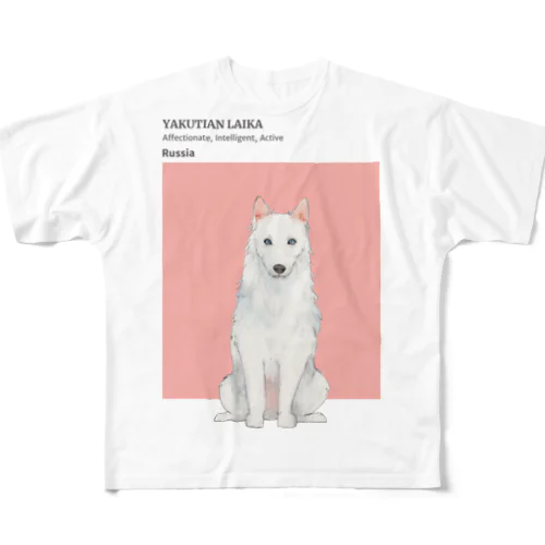 犬 ヤクーチアン ライカ  フルグラフィックTシャツ