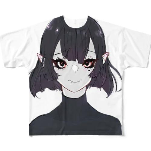 Vampire girl  社会的に厄介な吸血鬼の少女 フルグラフィックTシャツ