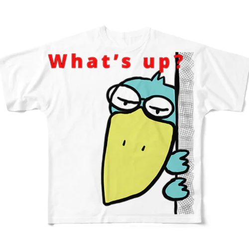 ハシビロコウ氏 What’s up フルグラフィックTシャツ