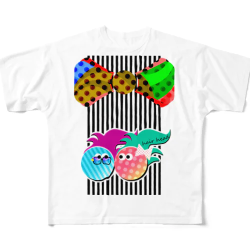 ヘアーヘッド君BIGリボン All-Over Print T-Shirt