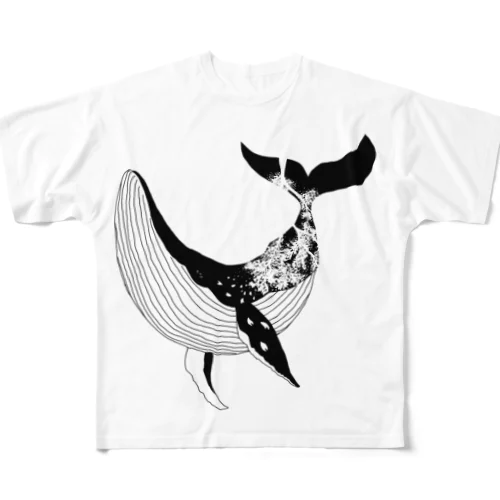 桜吹雪くくじら（改定） All-Over Print T-Shirt