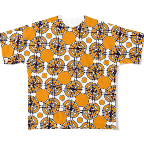 包み紙オレンジ灰 フルグラフィックTシャツ