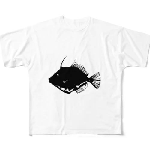 カワハギの魚拓 フルグラフィックTシャツ