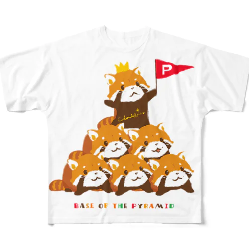 RED PANDA レッサーパンダ 組体操 0242 フルグラフィックTシャツ