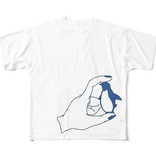 ペンギンと挟む手 All-Over Print T-Shirt
