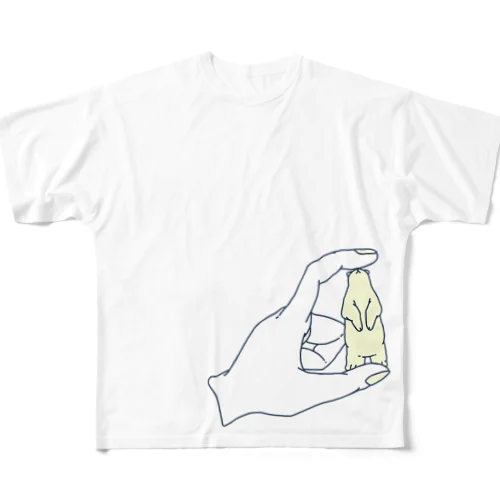 白熊と挟む手 All-Over Print T-Shirt