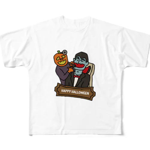 ハロウィンの為に歯の治療も欠かさないドラキュラ All-Over Print T-Shirt