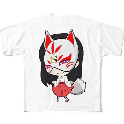 ドS巫女狐アカリ All-Over Print T-Shirt