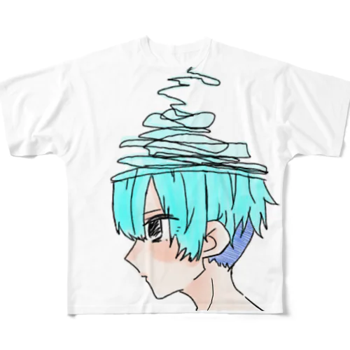 水色くん フルグラフィックTシャツ