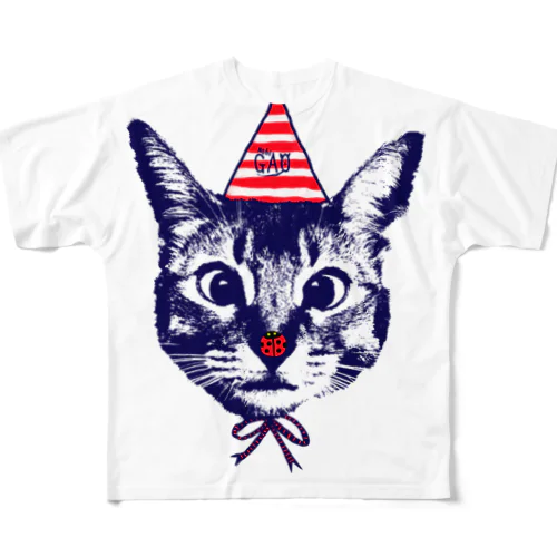 Nobigaoてんとうむし猫 フルグラフィックTシャツ
