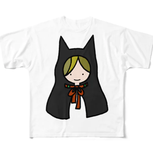 ねこ耳ケープをかぶった女の子 All-Over Print T-Shirt