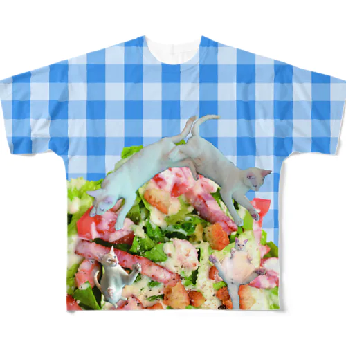 サラダな猫Ｔシャツ フルグラフィックTシャツ